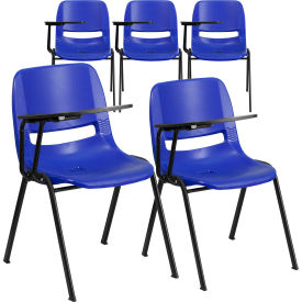 Flash Furniture Ergonomic Shell Chair - Right Handed Tablet Arm - Blue - 5 per Pack UT-EO1-BL-RTAB-GG5-R