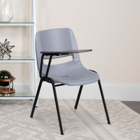 Flash Furniture Ergonomic Shell Chair - Right Handed Tablet Arm - Gray - 5 per Pack UT-EO1-GY-RTAB-GG5-R