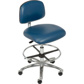 Interion® Clean Room Stool - Vinyl - Imperial Blue 539BL695