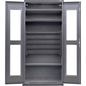 GoVets Clear-View Configurable Drawer Cabinet 36Wx24Dx78H Gray 4 Shelf 4 Drawers 760S708