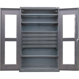 GoVets Clear-View Configurable Drawer Cabinet 48Wx24Dx78H Gray 4 Shelf 4 Drawers 766S708