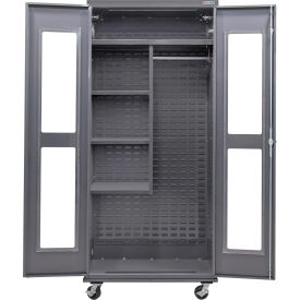 GoVets Clear-View Configurable Mobile Combination Charging Cabinet36x24x85Gray4 Shelf 822M708