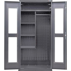 GoVets Clear-View Configurable Combination Charging Cabinet36Wx24Dx78HGray4 Shelf 822S708