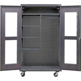 GoVets Clear-View Configurable Mobile Combination Charging Cabinet48x24x85Gray4 Shelf 824M708