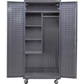 GoVets E-Lock Configurable Mobile Combination Cabinet 36Wx24Dx85H Gray 4 Shelf 929M708