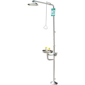 GoVets™ Emergency Combination Shower w/Eyewash Station Stainless Steel 383SS708