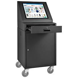 GoVets™ Mobile LCD Console Computer Cabinet Black 115BK273