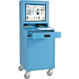 GoVets™ Mobile LCD Computer Cabinet Blue Unassembled 115BL239