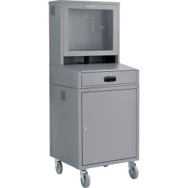 GoVets™ Mobile LCD Computer Cabinet Dark Gray Assembled 115GYA239
