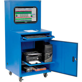 GoVets™ Mobile Heavy-Duty LCD Computer Cabinet Blue Assembled 190ABL249