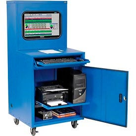 GoVets™ Mobile Heavy-Duty LCD Computer Cabinet Blue Unassembled 190JBL249
