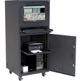 GoVets™ Mobile Heavy-Duty Computer Cabinet Black Assembled 197ABK239
