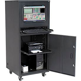 GoVets™ Mobile Heavy-Duty Computer Cabinet Black Unassembled 197JBK239