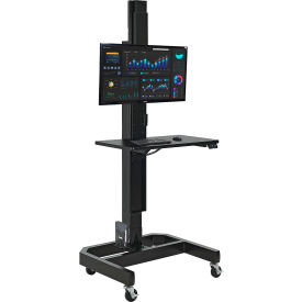 GoVets™ Orbit Mobile Height Adjustable Computer Cart with VESA Mount Black 900290