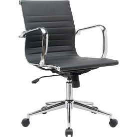 Interion® Antimicrobial Bonded Leather Conference Chair Black 503-AM695