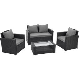 GoVets™ 4-Piece Rattan Outdoor Patio Set Black 128348