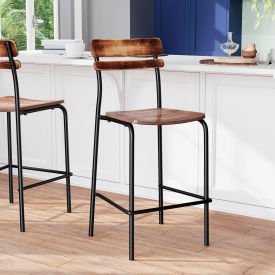 Flash Furniture® Cyprus Commercial Grade Solid Wood Bar Stool 500 lb. Capacity Antique Copper CH10443B-ANTCPR-GGXU-