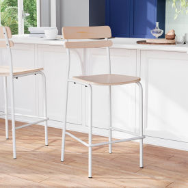 Flash Furniture® Cyprus Commercial Grade Solid Wood Bar Stool 500 lb. Capacity Antique White CH10443B-ANTWHT-GGXU-