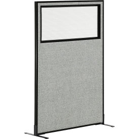 Interion® Freestanding Office Partition Panel with Partial Window 36-1/4