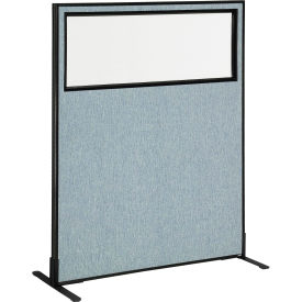Interion® Freestanding Office Partition Panel with Partial Window 48-1/4