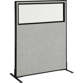 Interion® Freestanding Office Partition Panel with Partial Window 48-1/4