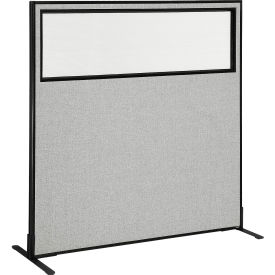 Interion® Freestanding Office Partition Panel with Partial Window 60-1/4