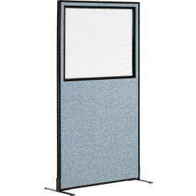 Interion® Freestanding Office Partition Panel with Partial Window 36-1/4