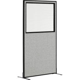 Interion® Freestanding Office Partition Panel with Partial Window 36-1/4