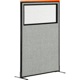 Interion® Deluxe Freestanding Office Partition Panel w/Partial Window 36-1/4