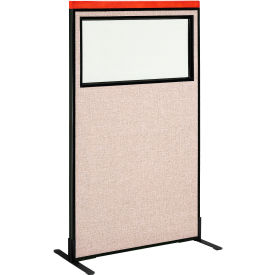 Interion® Deluxe Freestanding Office Partition Panel w/Partial Window 36-1/4