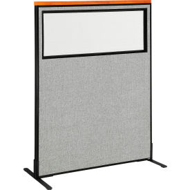Interion® Deluxe Freestanding Office Partition Panel w/Partial Window 48-1/4