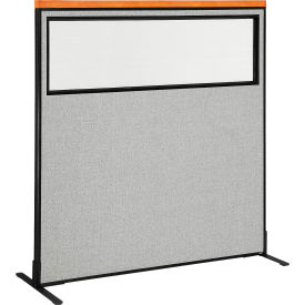 Interion® Deluxe Freestanding Office Partition Panel w/Partial Window 60-1/4