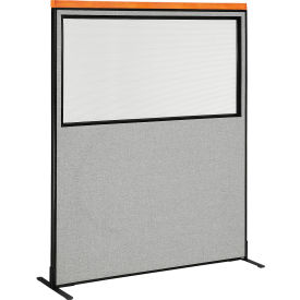 Interion® Deluxe Freestanding Office Partition Panel w/Partial Window 60-1/4
