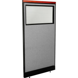 Interion® Deluxe Office Partition Panel w/Partial Window & Raceway 36-1/4