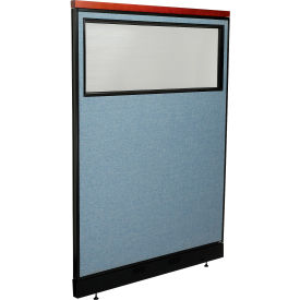 Interion® Deluxe Office Partition Panel w/Partial Window & Pass-Thru Cable 48-1/4Wx65-1/2H BLU 732WPBL694