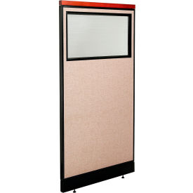 Interion® Deluxe Office Partition Panel w/Partial Window & Pass-Thru Cable 36-1/4Wx77-1/2H Tan 735WPTN694