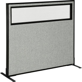 Interion® Freestanding Office Partition Panel with Partial Window 48-1/4