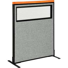 Interion® Deluxe Freestanding Office Partition Panel w/Partial Window 36-1/4