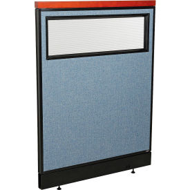 Interion® Deluxe Office Partition Panel w/Partial Window & Pass-Thru Cable 36-1/4Wx47-1/2H BLU 773WPBL694