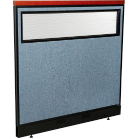 Interion® Deluxe Office Partition Panel w/Partial Window & Pass-Thru Cable 48-1/4Wx47-1/2H BLU 774WPBL694