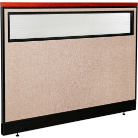 Interion® Deluxe Office Partition Panel w/Partial Window & Pass-Thru Cable 60-1/4Wx47-1/2H Tan 775WPTN694