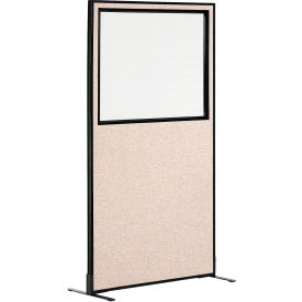 Interion® Freestanding Office Partition Panel with Partial Window 36-1/4