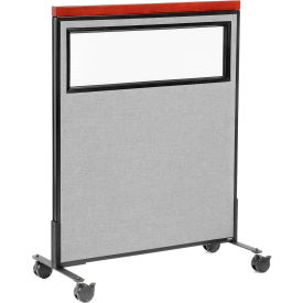 Interion® Mobile Deluxe Office Partition Panel with Partial Window 36-1/4
