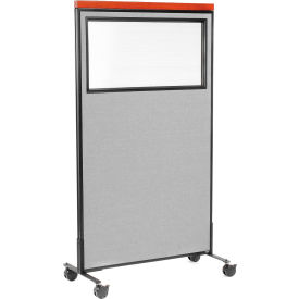 Interion® Mobile Deluxe Office Partition Panel with Partial Window 36-1/4