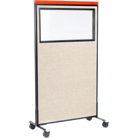 Interion® Mobile Deluxe Office Partition Panel with Partial Window 36-1/4