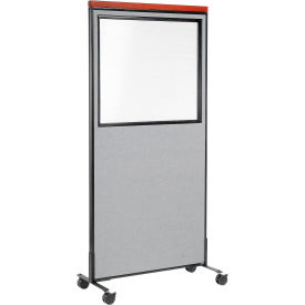 Interion® Mobile Deluxe Office Partition Panel with Partial Window 36-1/4