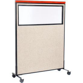Interion® Mobile Deluxe Office Partition Panel with Partial Window 48-1/4