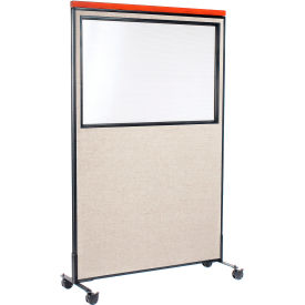 Interion® Mobile Deluxe Office Partition Panel with Partial Window 48-1/4