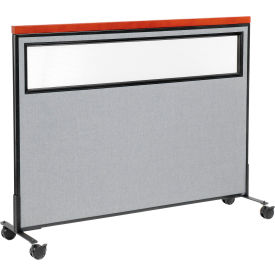 Interion® Mobile Deluxe Office Partition Panel with Partial Window 60-1/4