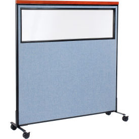 Interion® Mobile Deluxe Office Partition Panel with Partial Window 60-1/4
